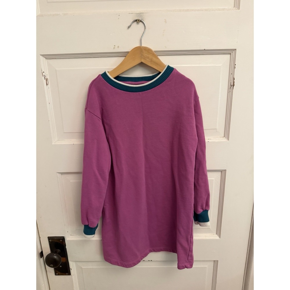 Hanna Anderson Girls Pink Long Sleeve French Terry Sweatshirt Dress Size 120 6-7